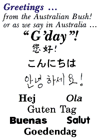 Greetings... from the australian Bush! or as we say in Australian... "G'day"